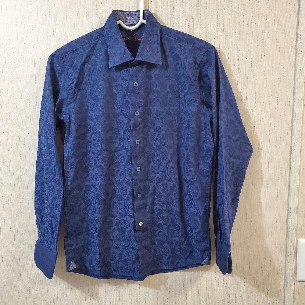SOLD Robert Graham Boy's Shirt Button Up Blue Paisley Cotton Size Large NWOT